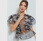 Sheer Floral Stripe Blouse
