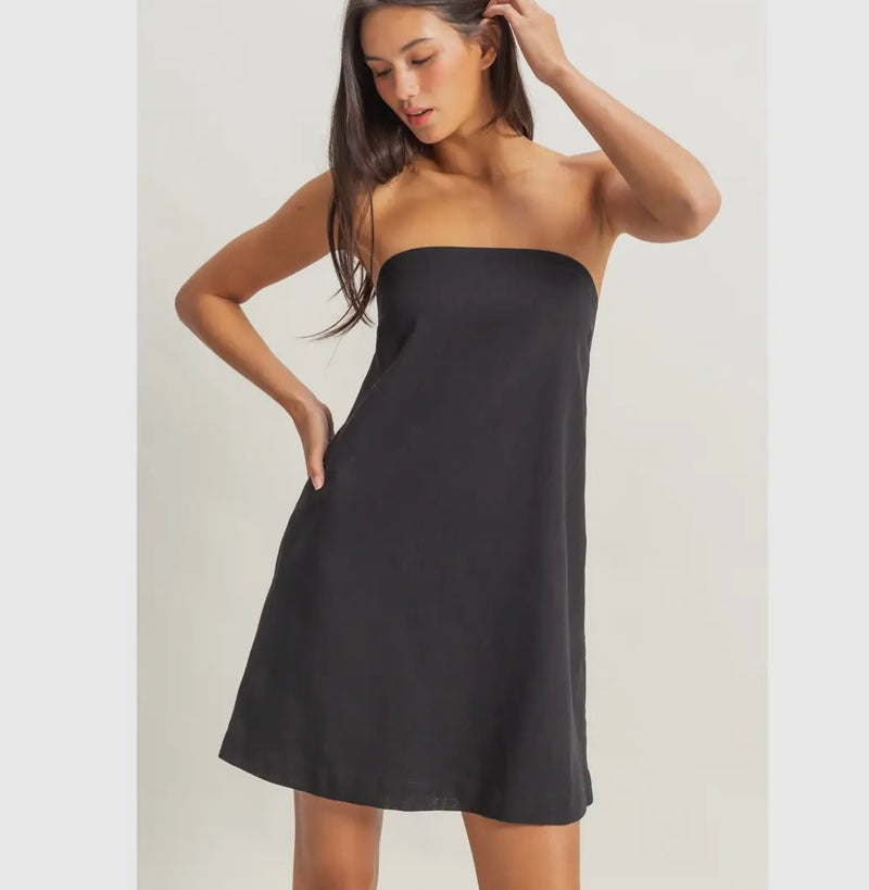Sand Washed Strapless Mini Dress