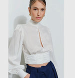 Satin Blouse with Open Back Tie