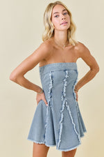 Denim Godet Mini Dress