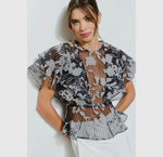 Sheer Floral Stripe Blouse