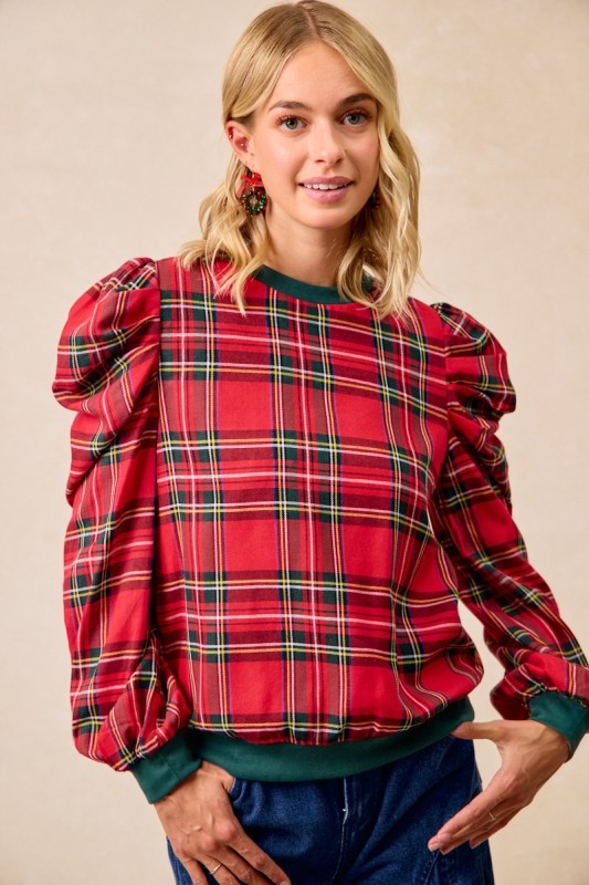 Poppy Plaid Top