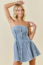 Denim Godet Mini Dress