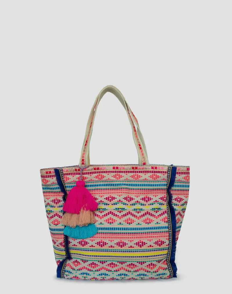 Marguerite Cotton Tote w/ Triple Tassels