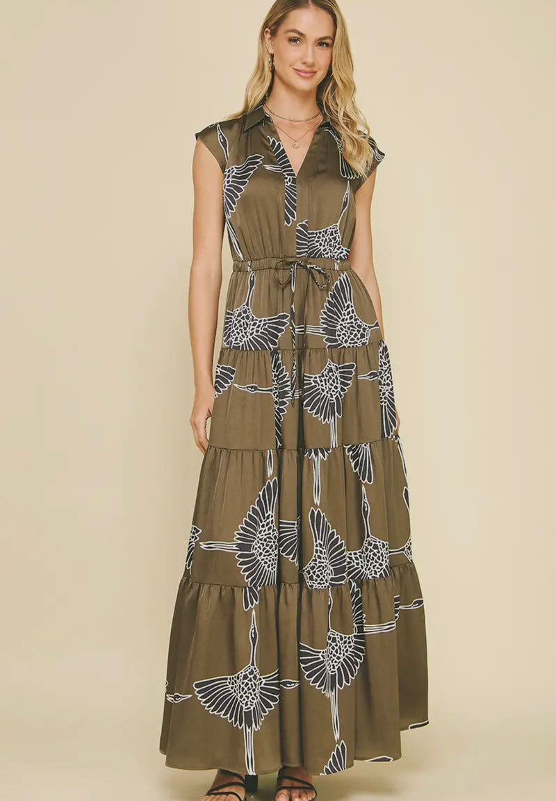 Print Tiered Maxi Dress
