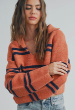 Stripe Crop Collar Sweater