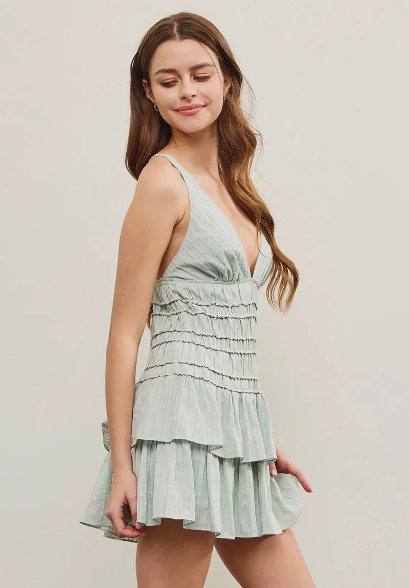 Gathered Waist Tiered Dress