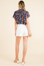 Flutter Sleeve Print Top