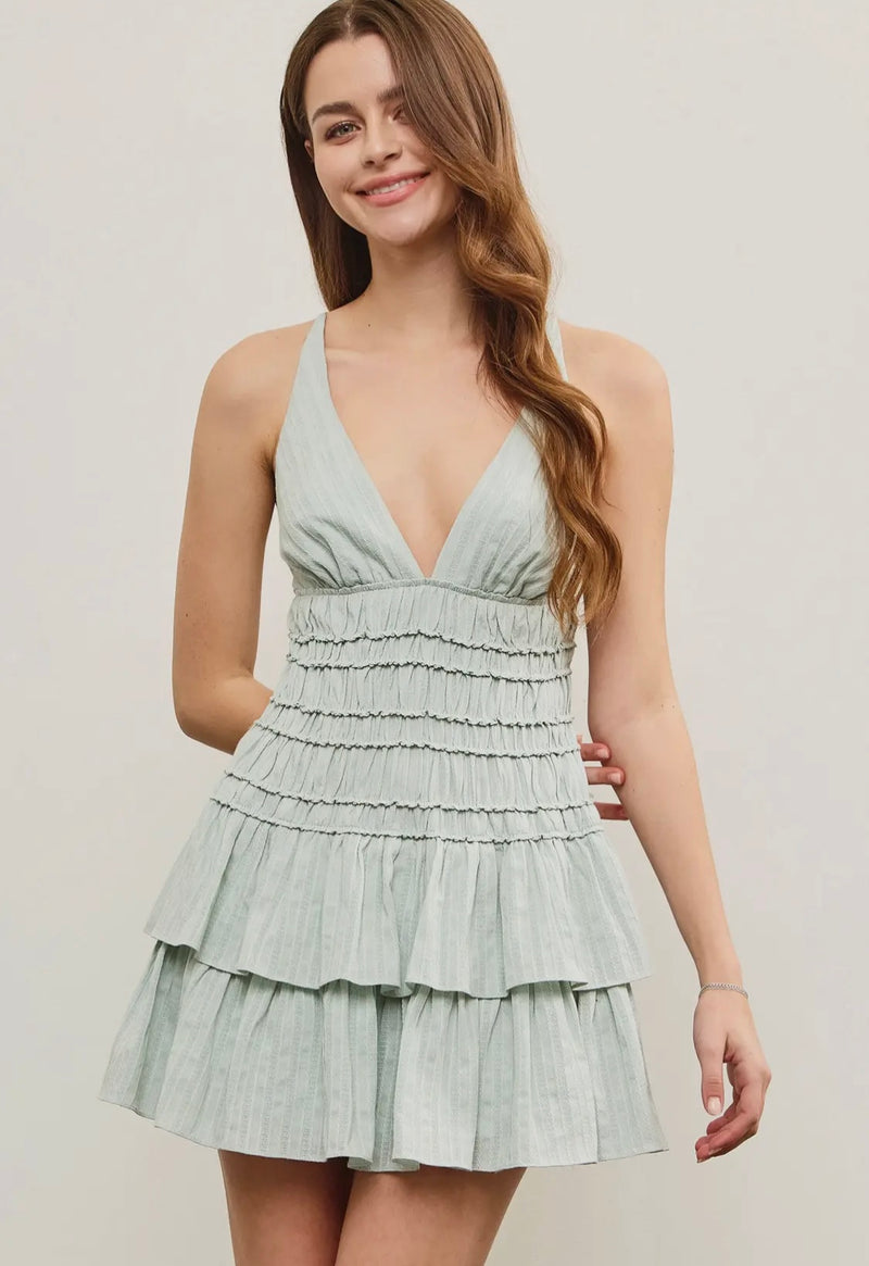 Gathered Waist Tiered Dress