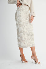 Sequin Floral Midi Skirt