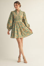 Ruffled Neck Floral Dress