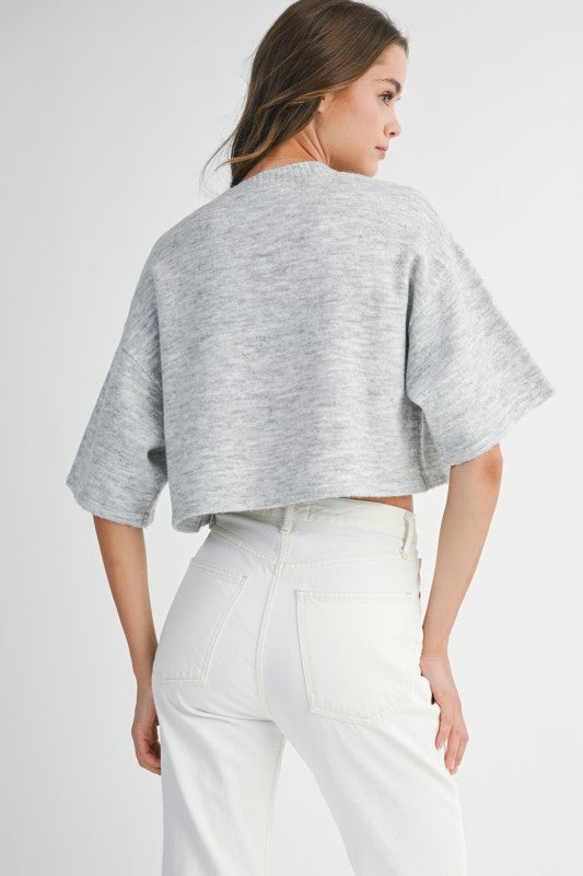 Elbow Sleeve Crop Cardigan
