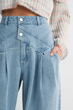 Pintuck Wide Leg Jeans