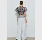Sheer Floral Stripe Blouse