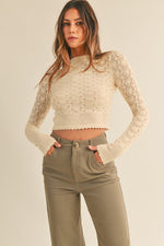 Pointelle Mock Neck Top