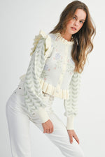 Floral Ruffle Knit Cardigan