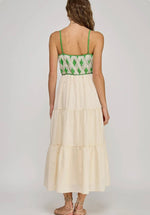 Contrast Diamond Midi Dress