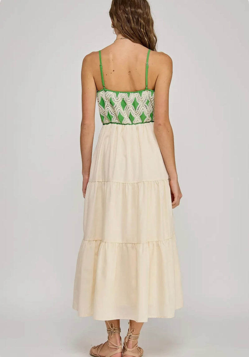Contrast Diamond Midi Dress