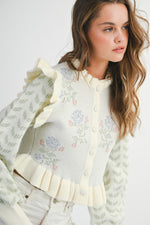 Floral Ruffle Knit Cardigan