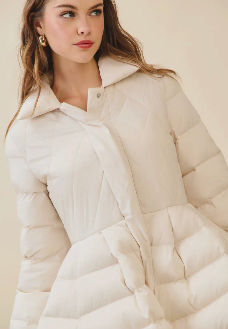 Quilted Bodice Puffer Coat
