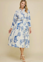 Print Shirt Midi Dress
