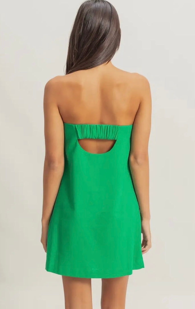 Sand Washed Strapless Mini Dress