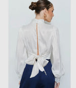 Satin Blouse with Open Back Tie