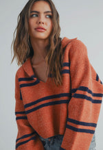 Stripe Crop Collar Sweater