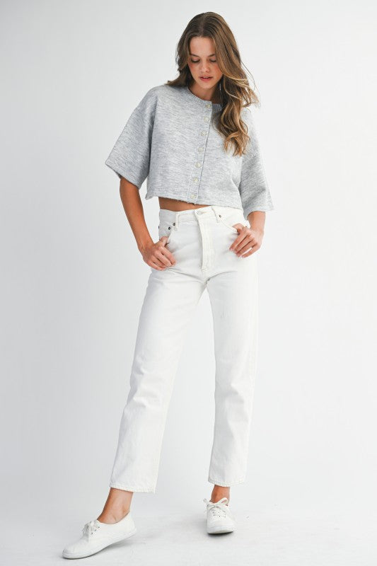Elbow Sleeve Crop Cardigan