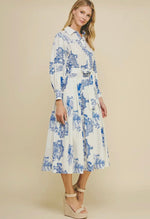 Print Shirt Midi Dress