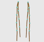 Turquoise Dotted Gold Duster Statement Earrings