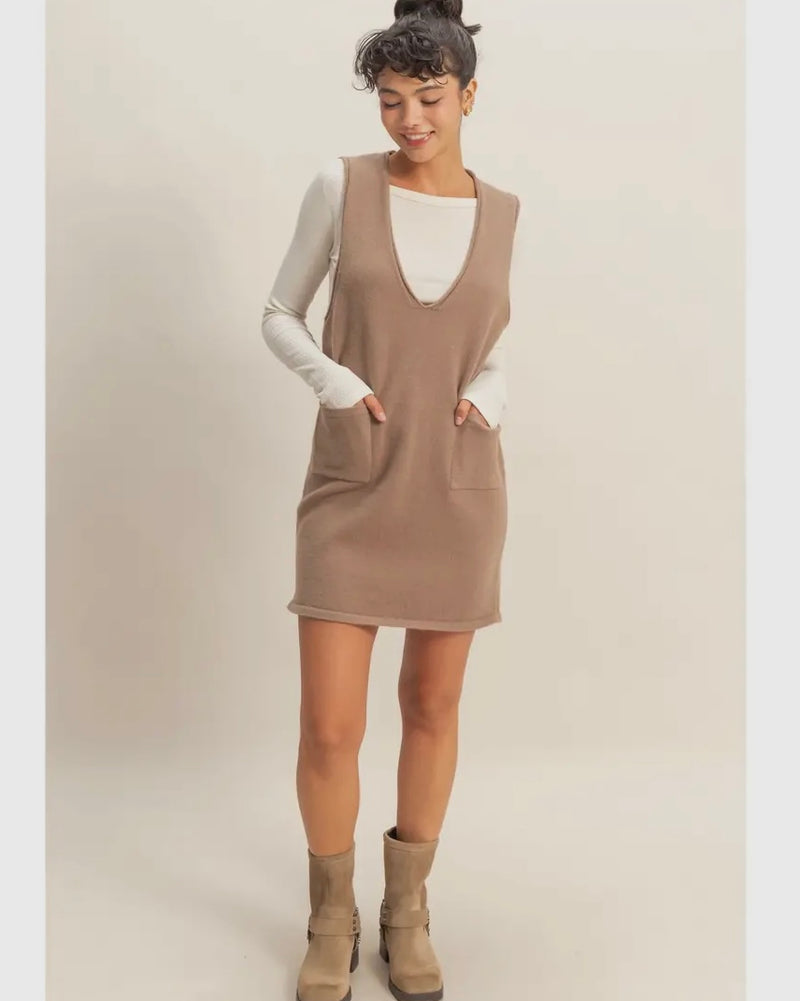 V Neck Mini Dress