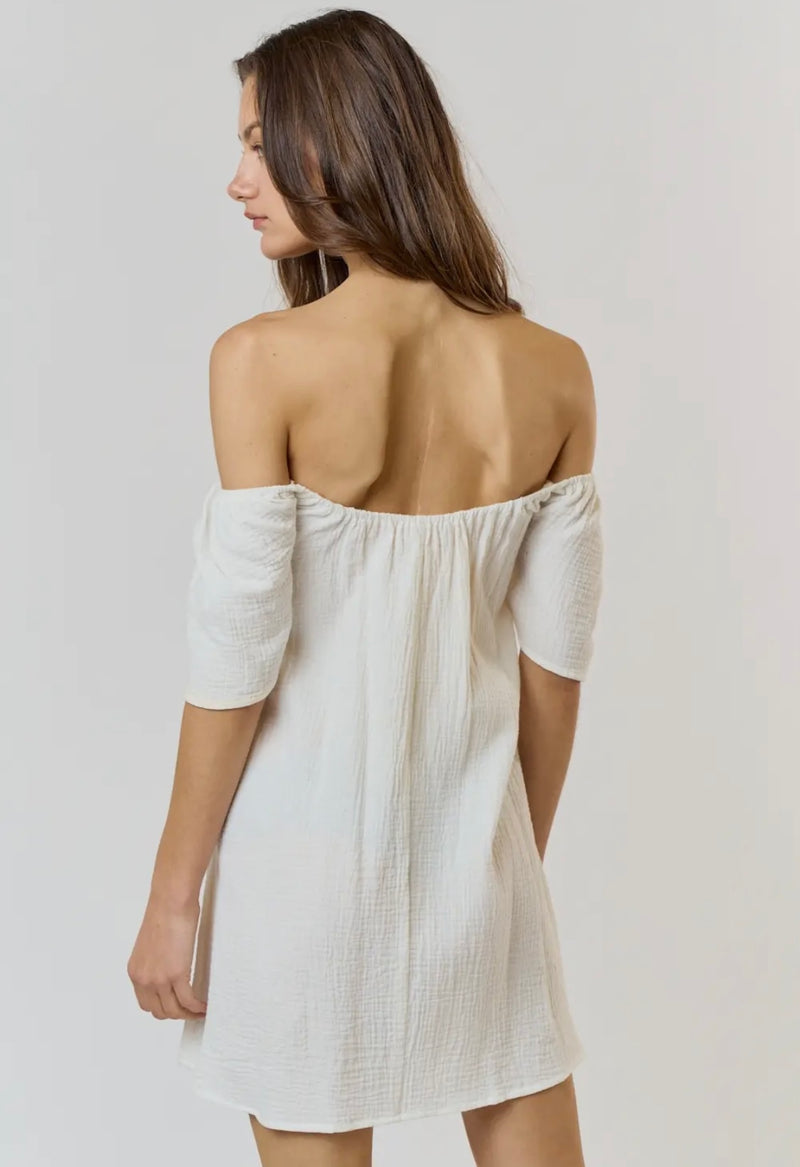 Flutter Sleeve Gauze Mini Dress