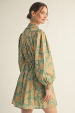 Ruffled Neck Floral Dress