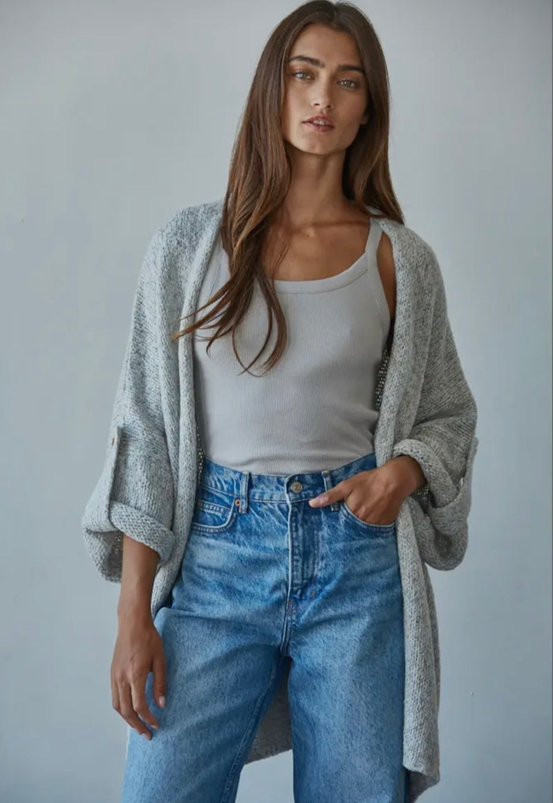 Folded Sleeve Cardigan