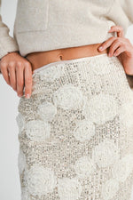 Sequin Floral Midi Skirt