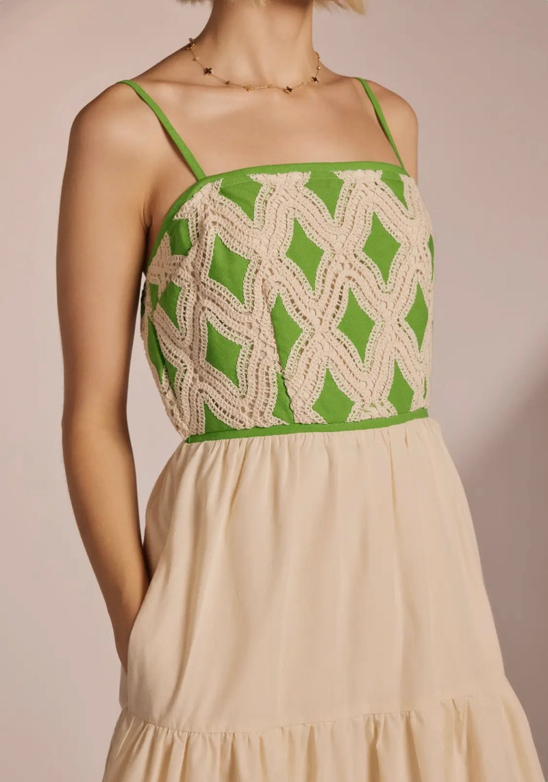 Contrast Diamond Midi Dress