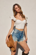 Corset Flutter Sleeve Top