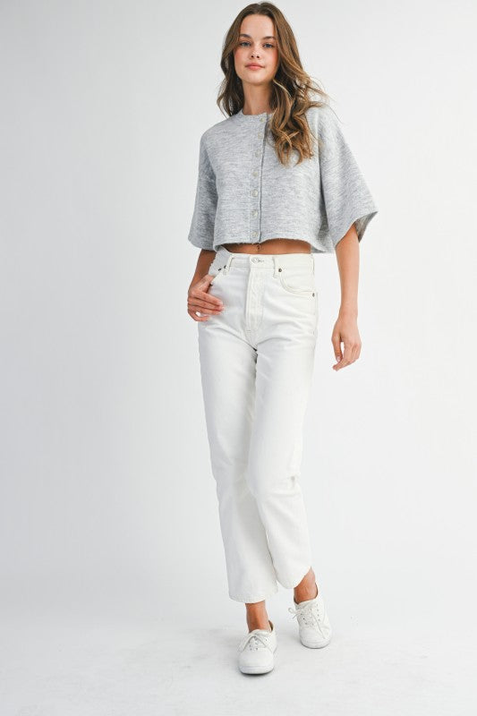 Elbow Sleeve Crop Cardigan