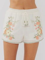 Embroidered Drawstring Shorts