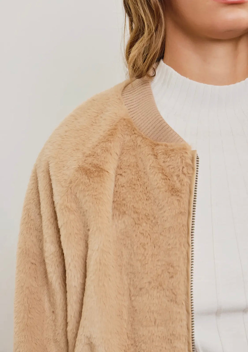 Faux Fur Zip-Up Jacket