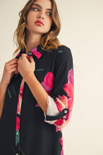 Button Down Floral Midi Dress