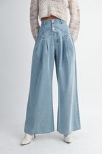 Pintuck Wide Leg Jeans