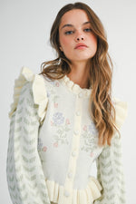 Floral Ruffle Knit Cardigan