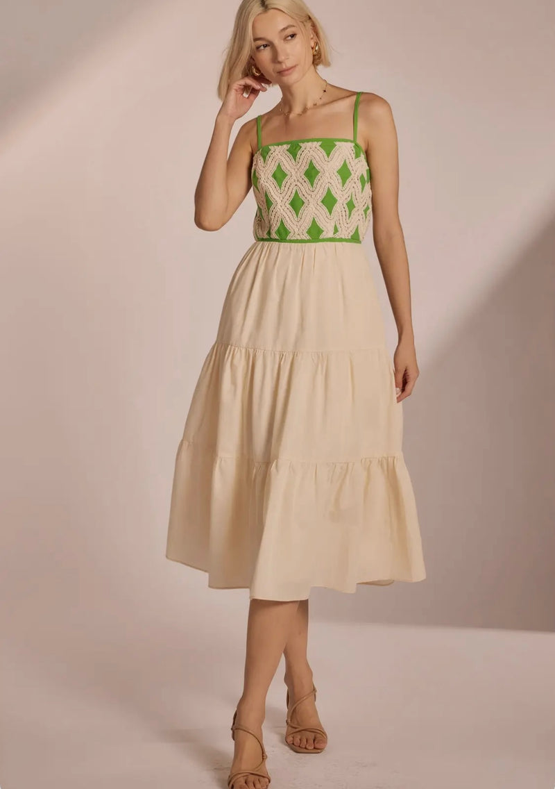 Contrast Diamond Midi Dress