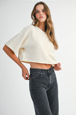 Elbow Sleeve Crop Cardigan