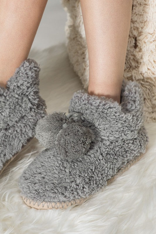 Cozy Booties Slipper with Ball Accent