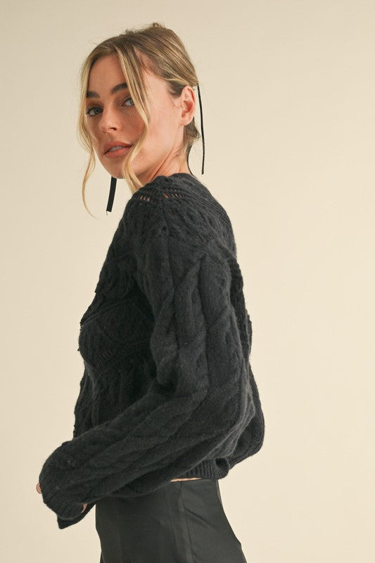 Lace Trim Pointelle Sweater