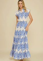 Geometric Print Tiered Maxi Dress