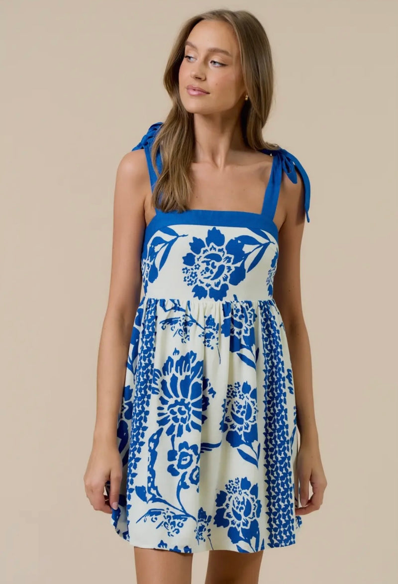 Shoulder Tie Mini Dress